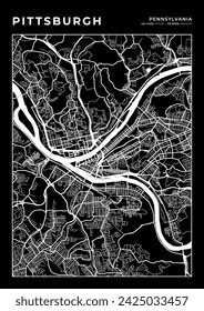 Pittsburgh City Map, Cartography Map, Street Layout Map