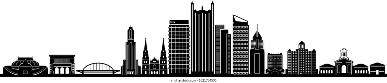 PITTSBURGH City Pennsylvania Skyline Silhouette Cityscape Vector