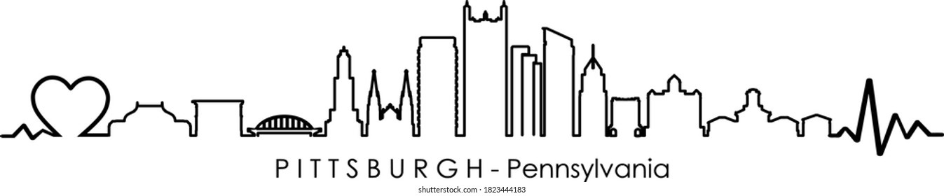 PITTSBURGH City Pennsylvania Skyline Silhouette Cityscape Vector