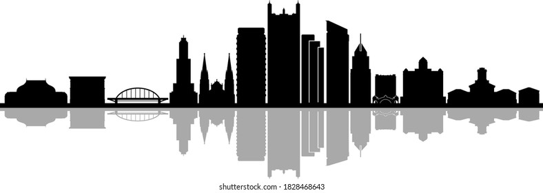 PITTSBURGH City Pennsylvania Skyline Silhouette Cityscape Vector