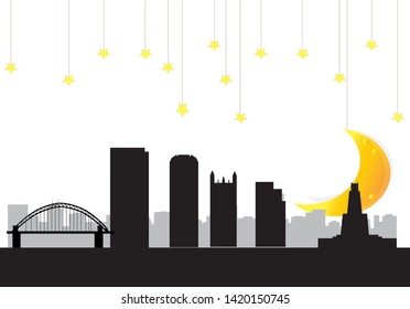Pittsburgh city skyline in Pennsylvania United States