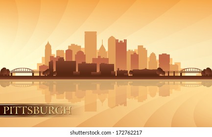 Pittsburgh city skyline silhouette background. Vector illustration 