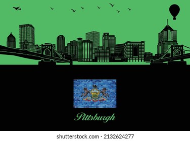 Pittsburgh city skyline silhouette - illustration