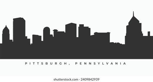 Pittsburgh city skyline silhouette illustration in vector format