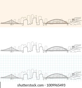 Pittsburgh Hand Drawn Skyline