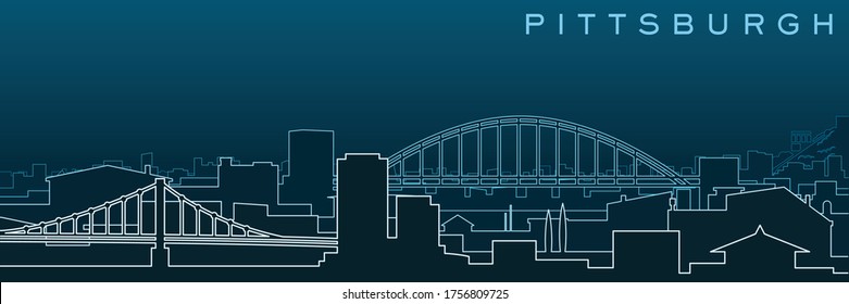 Pittsburgh Multiple Lines Skyline and Landmarks