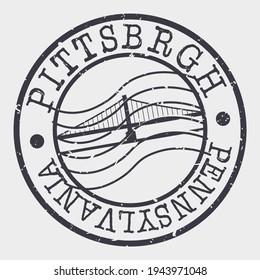 Pittsburgh, PA, USA Stamp Postal. Silhouette Seal. Passport Round Design. Bridge Vector Icon. Design Retro Travel. National Symbol.