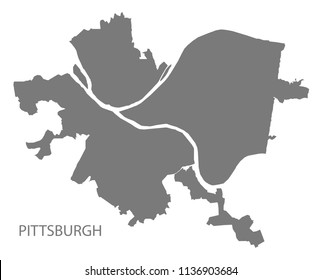 Pittsburgh Pennsylvania city map grey illustration silhouette shape