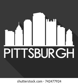 Pittsburgh Pennsylvania Flat Icon Skyline Silhouette Design City Vector Art Famous Buildings