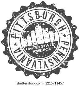 Pittsburgh Pennsylvania Travel Stamp Icon City Design Tourism Export Seal