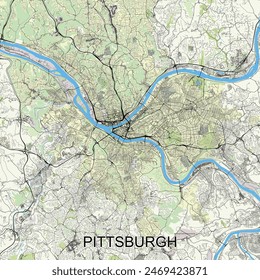 Pittsburgh, Pennsylvania, United States map poster art