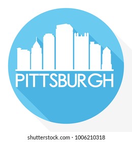 Pittsburgh Pennsylvania USA Flat Icon Skyline Silhouette Design City Vector Art Famous Buildings Logo.