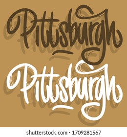 Pittsburgh Pennsylvania Usa Hand Drawn Lettering Vector Design.