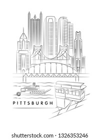 Pittsburgh, Pennsylvania vector illustration and typography design 