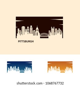 Pittsburgh Skyline City Logo Vector