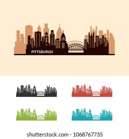 Pittsburgh Skyline City Logo Vector