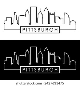 Pittsburgh skyline. Linear style.
Pittsburgh city single line. Editable vector file.