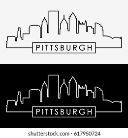 Pittsburgh skyline. Linear style. Editable vector file.