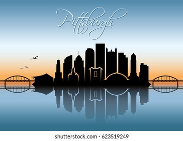 Pittsburgh Skyline - Pennsylvania - Vector Illustration