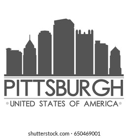 Pittsburgh Skyline Silhouette Design City Vector Art Travel Cut File.