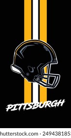 Pittsburgh Team Colored Football helmets Stripes Black Background