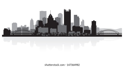 Pittsburgh USA city skyline silhouette vector illustration