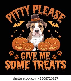 Pitty Please Give Me Some Treats Pitbull Dog Camiseta divertida de Halloween