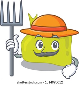 Pituitary mascot design working as a Farmer wearing a hat