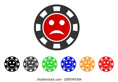 Pity Casino Chip icon. Vector illustration style is a flat iconic pity casino chip symbol with gray, yellow, green, blue, red, black color versions. Designed for web and software interfaces.