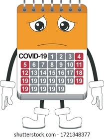 Pity covid-19 calendar man isolated over white background