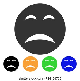 Pity Smiley icon. Vector illustration style is a flat iconic pity smiley symbol with black, gray, green, blue, yellow color versions. Designed for web and software interfaces.