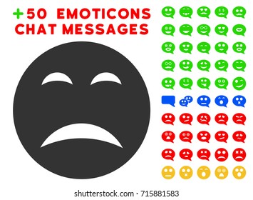 Pity Smiley pictograph with colored bonus facial images. Vector illustration style is flat iconic elements for web design, app user interfaces, messaging.