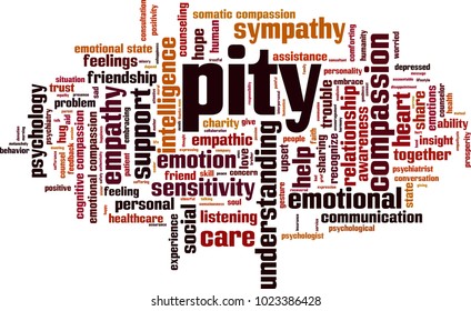 Pity word cloud concept. Vector illustration