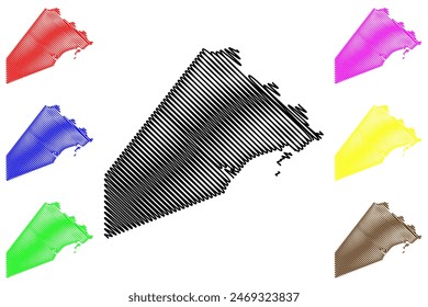 Ilustración vectorial de mapas del municipio de Piuma (estado de Espírito Santo, municipios de Brasil, República Federativa de Brasil), dibujo a mano alzada Mapa de Piúma