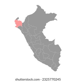 Piura map, region in Peru. Vector Illustration.