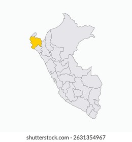 Piura Region highlighted on Peru map