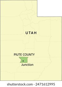 Piute County and town of Junction location on Utah state map