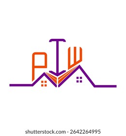 PIW Real State logo design, PIW simple and modern logo. PIW luxurious alphabet design  