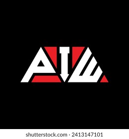 PIW triangle letter logo design with triangle shape. PIW triangle logo design monogram. PIW triangle vector logo template with red color. PIW triangular logo Simple, Elegant, and Luxurious design.