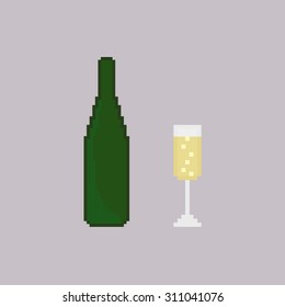 Pix symbol of glass and bottle of vine