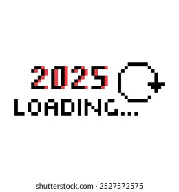 pixel 2025 year loading icon vector 8 bit pixel banner New Year