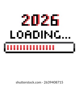 pixel 2026 year loading icon vector  8 bit pixel banner New Year