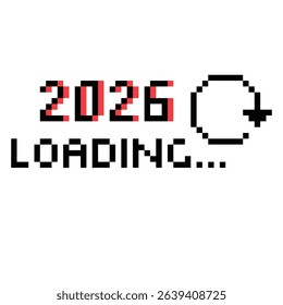 pixel 2026 year loading icon vector  8 bit pixel banner New Year