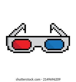  pixel 3d glasses icon vector eyeglasses pixel art for 8 bit game