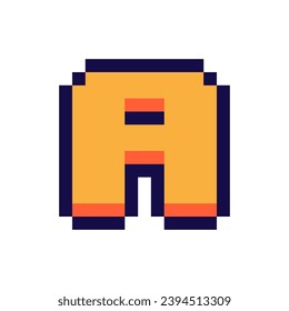 Pixel 3d retro arcade game style font and video computer game 8 bit letter flat vector illustration.