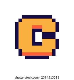 Pixel 3d retro arcade game style font and video computer game 8 bit letter flat vector illustration.