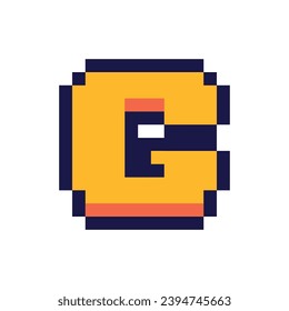 Pixel 3d retro arcade game style font and video computer game 8 bit letter flat vector illustration.