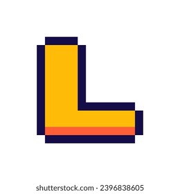 Pixel 3d retro arcade game style font and video computer game 8 bit letter flat vector illustration.	
