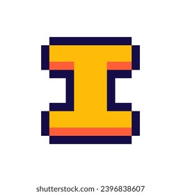 Pixel 3d retro arcade game style font and video computer game 8 bit letter flat vector illustration.	
