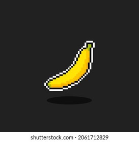 Pixel Banane 8 Bit. Obstspiel-Objekte in Vektorgrafik.